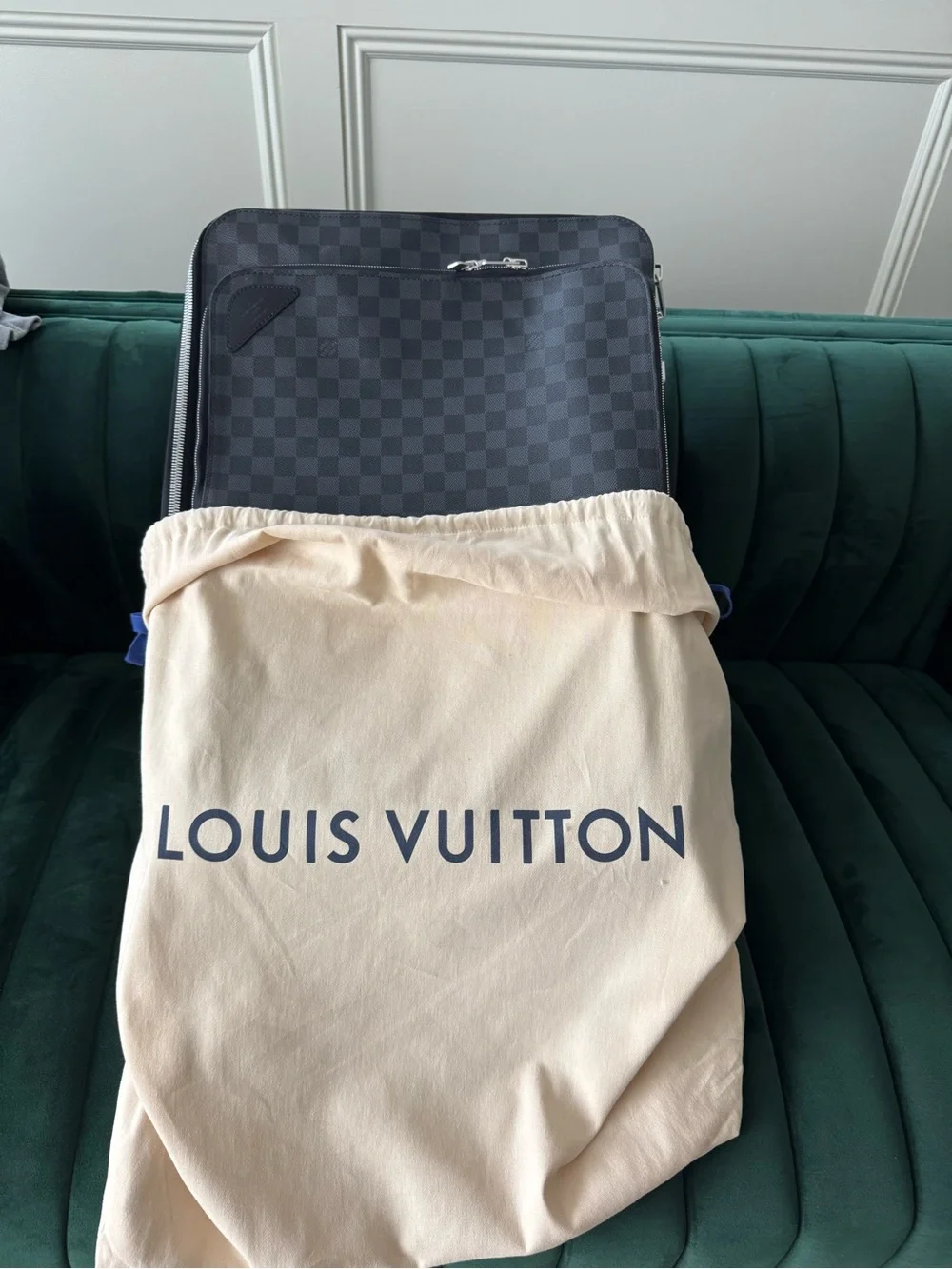 Louis Vuitton black  Checkered Carry-On Bag with Top Handle.